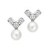 Kolczyki srebrne wzór V z cyrkoniami i perłą