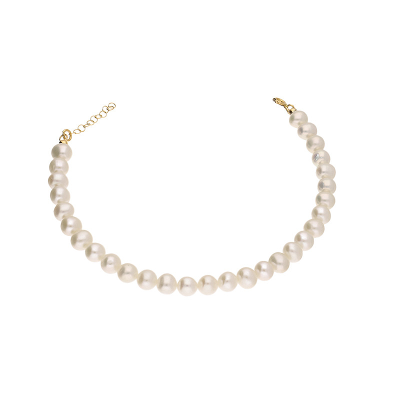 Złota Bransoletka z Perłami 6mm - JubilerSezam.pl