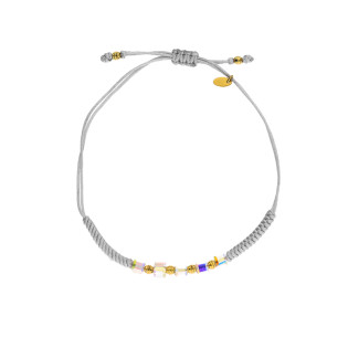 Bransoleta z kryształkami na szarym sznurku