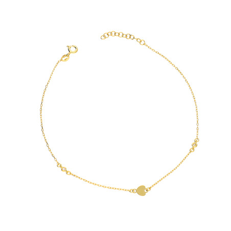 Bransoleta srebrna pozłacana na nogę z sercem i cyrkonią