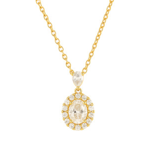 Naszyjnik pozłacany owalna markiza z cyrkoniami