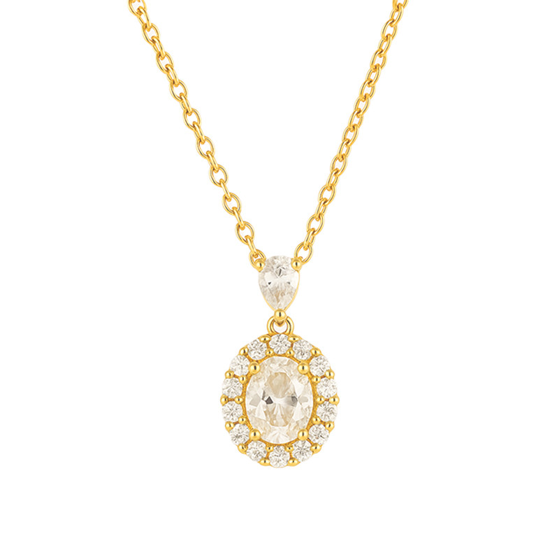 Naszyjnik pozłacany owalna markiza z cyrkoniami