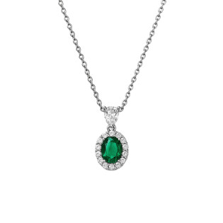 Naszyjnik srebrny owalna markiza z zieloną cyrkonią