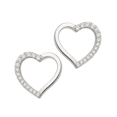 Kolczyki srebrne serce ramka cyrkonie blask
