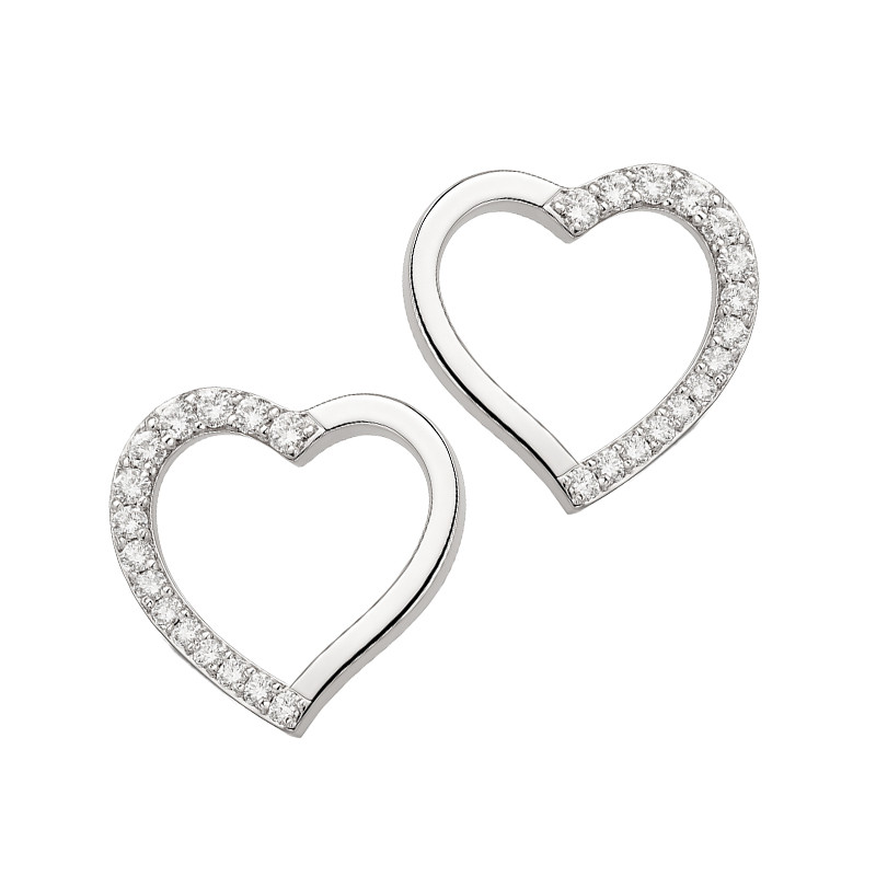 Kolczyki srebrne serce ramka z cyrkoniami