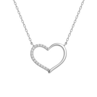 Naszyjnik srebrny serce ramka z cyrkoniami na boku