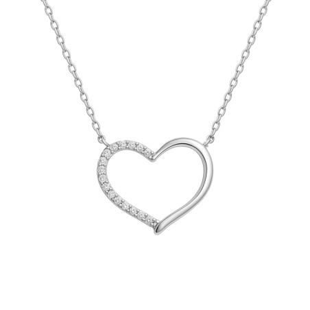 Naszyjnik srebrny serce ramka z cyrkoniami na boku