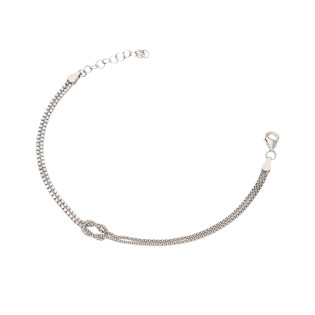 Bransoleta srebrna węzeł z białymi cyrkoniami