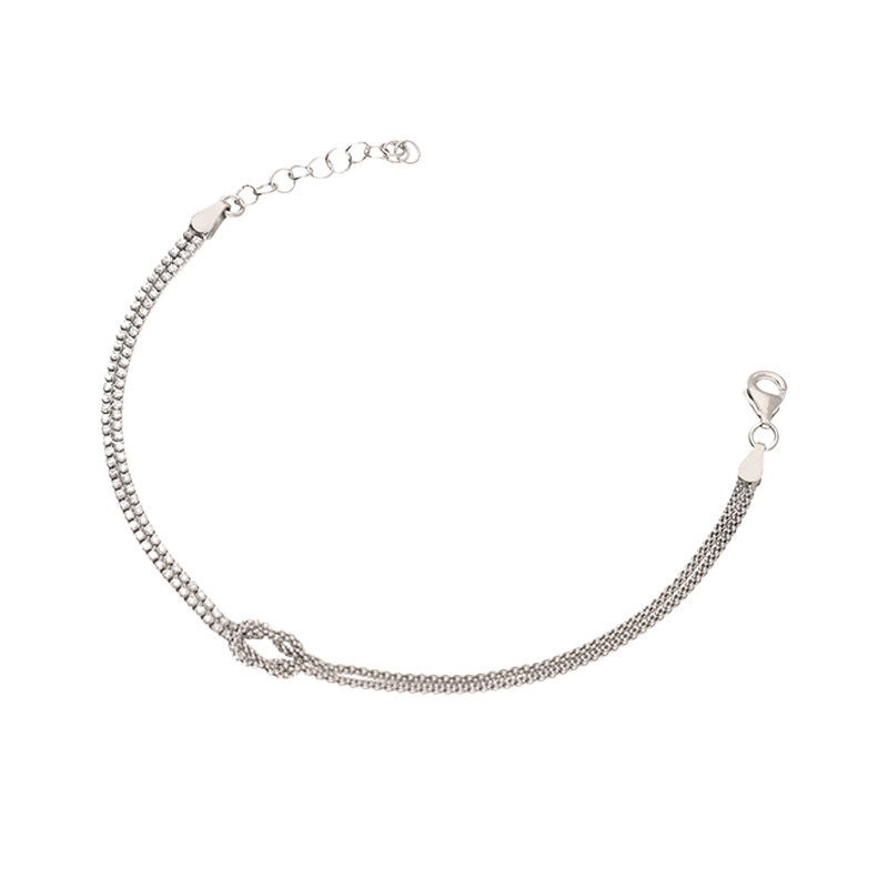 Bransoleta srebrna węzeł z białymi cyrkoniami