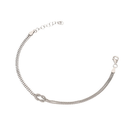 Bransoleta srebrna węzeł z białymi cyrkoniami