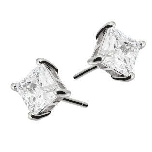 Kolczyki srebrne z kwadratową cyrkonią