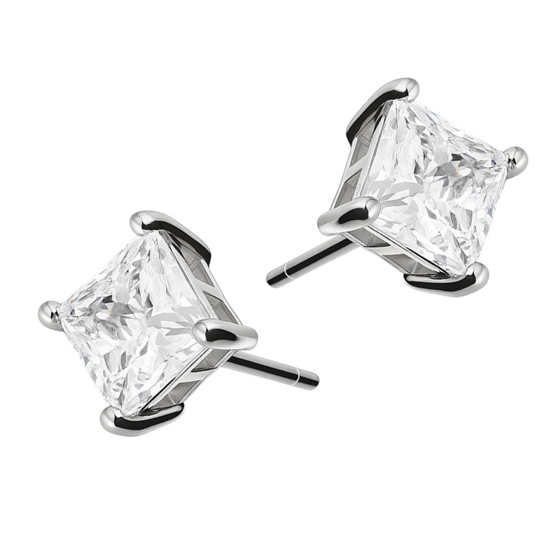 Kolczyki srebrne z kwadratową cyrkonią