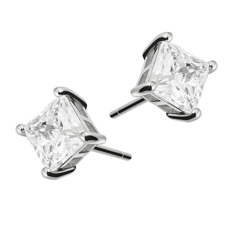 Kolczyki srebrne z kwadratową cyrkonią