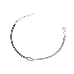 Bransoleta srebrna węzeł i czarne cyrkonie