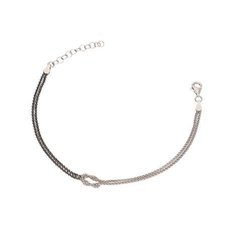 Bransoleta srebrna węzeł i czarne cyrkonie