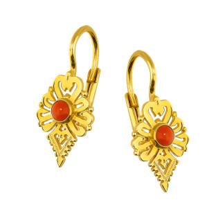 Kolczyki złote góralska Parzenica z koralami