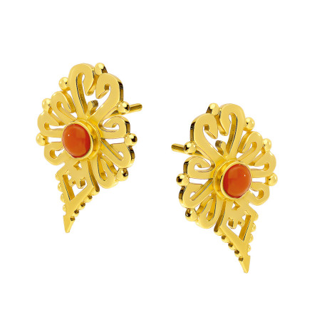 Kolczyki złote góralska Parzenica z koralem