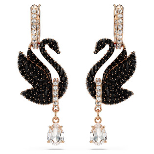 Kolczyki Swarovski Swan czarne 5678047 | Jubiler Sezam