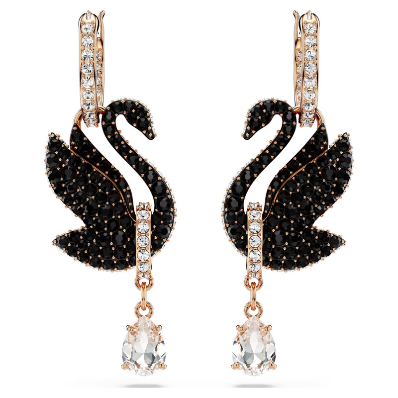 Kolczyki Swarovski Swan czarne 5678047 | Jubiler Sezam