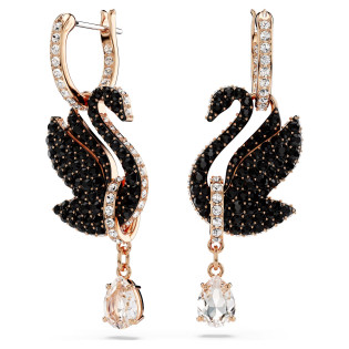 Kolczyki Swarovski Swan czarne 5678047 | Jubiler Sezam