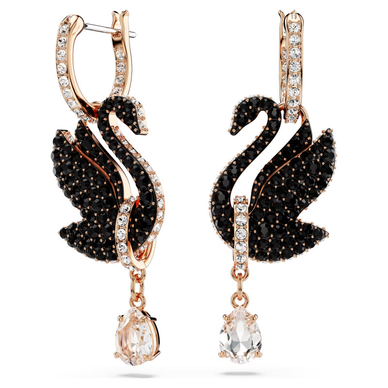Kolczyki Swarovski Swan czarne 5678047 | Jubiler Sezam