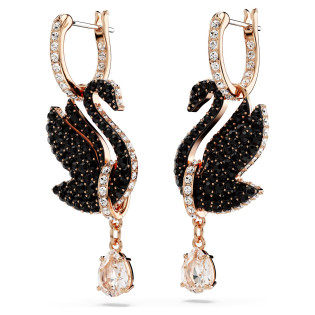 Kolczyki Swarovski Swan czarne 5678047 | Jubiler Sezam