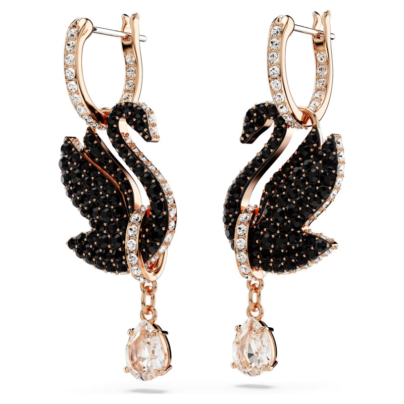 Kolczyki Swarovski Swan czarne 5678047 | Jubiler Sezam