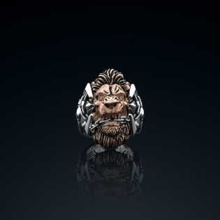 Sygnet męski BREAKBOYZ Monster Lionborn srebro 925 z różowym pozłoceniem