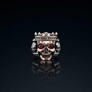 Sygnet męski BREAKBOYZ Skull The Light of Seven srebro 925 z różowym pozłoceniem