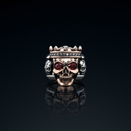 Sygnet męski BREAKBOYZ Skull The Light of Seven srebro 925 z różowym pozłoceniem