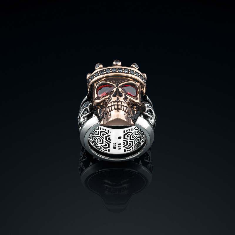 Sygnet męski BREAKBOYZ Skull The Light of Seven srebro 925 z różowym pozłoceniem