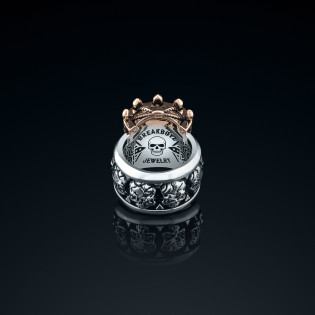 Sygnet męski BREAKBOYZ Skull The Light of Seven srebro 925 z różowym pozłoceniem