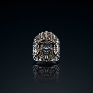 Sygnet męski BREAKBOYZ Titan series Aztec srebro 925 z różowym pozłoceniem i diamentami 0,13 ct