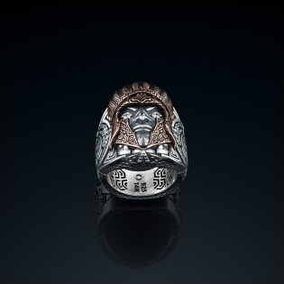 Sygnet męski BREAKBOYZ Titan series Aztec srebro 925 z różowym pozłoceniem i diamentami 0,13 ct