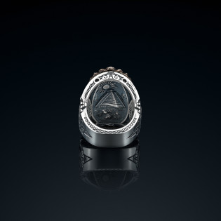 Sygnet męski BREAKBOYZ Titan series Aztec srebro 925 z różowym pozłoceniem i diamentami 0,13 ct