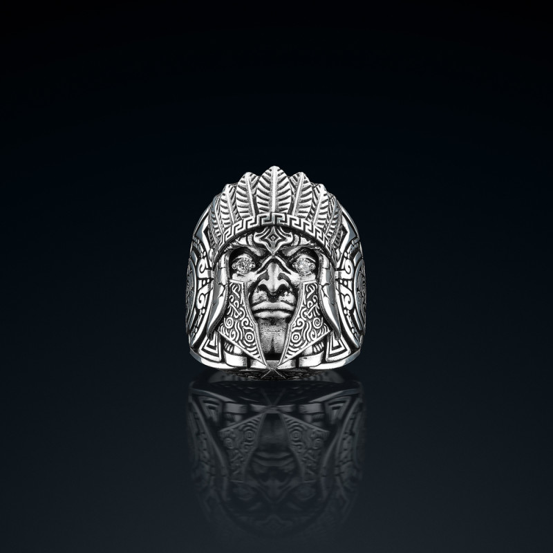 Sygnet męski BREAKBOYZ Titan Aztec srebro 925 z diamentami 0,13 ct