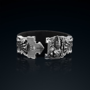 Bransoleta męska BREAKBOYZ Titan Guardian of Sparta srebro 925 ze skórą