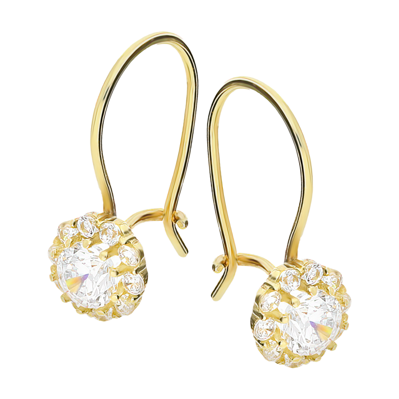 Kolczyki złote z cyrkoniami kwiatek Markiza próba 375