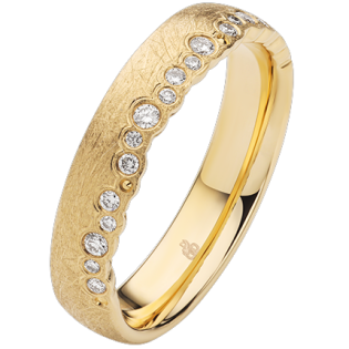 Obrączka ślubna złoto próba 375, diamenty 0.16 ct, 11-04938