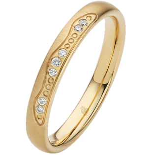 Obrączka ślubna złoto próba 585, diamenty 0.0375 ct, 11-03523
