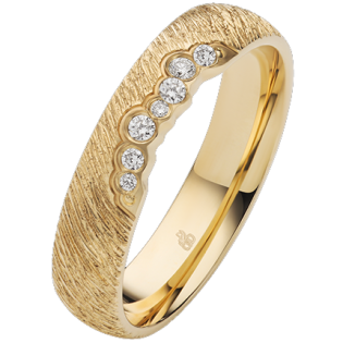 Obrączka ślubna złoto próba 585, diamenty 0.06 ct, 11-03523