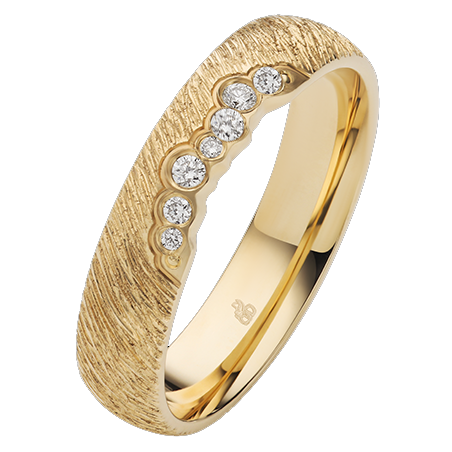 Obrączka ślubna złoto próba 585, diamenty 0.06 ct, 11-03523