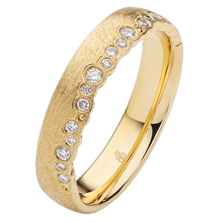 Obrączka ślubna złoto próba 585, diamenty 0.16 ct, 11-04938