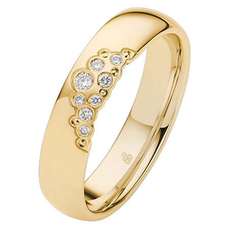 Obrączka ślubna złoto próba 375, diamenty 0.0625 ct, 11-04939