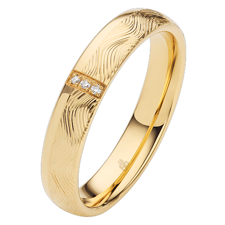 Obrączka ślubna złoto próba 585, diamenty 0.015 ct, 11-04982