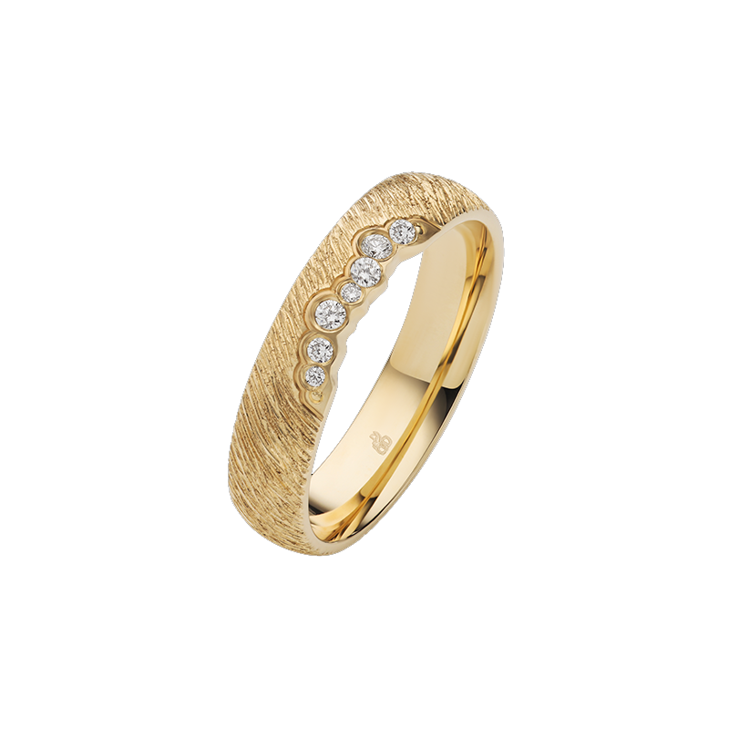 Obrączka ślubna złoto próba 375, diamenty 0.06 ct, 11-04921