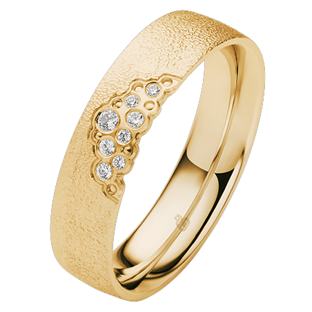 Obrączka ślubna złoto próba 585, diamenty 0.0625 ct, 11-04938