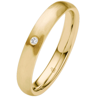 Obrączka ślubna złoto próba 585, diamenty 0.01 ct, 11-04436