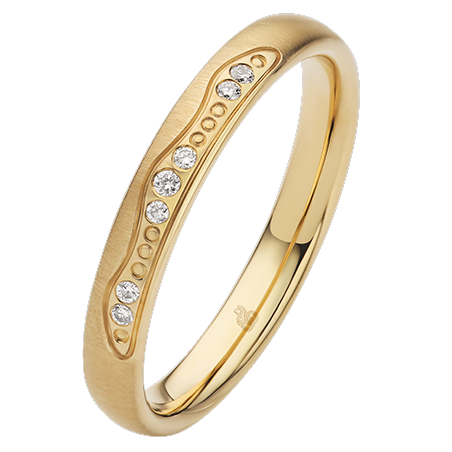 Obrączka ślubna złoto próba 375, diamenty 0.0375 ct, 11-03523