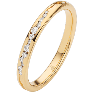 Obrączka ślubna złoto próba 375, diamenty 0.13 ct, 11-04938